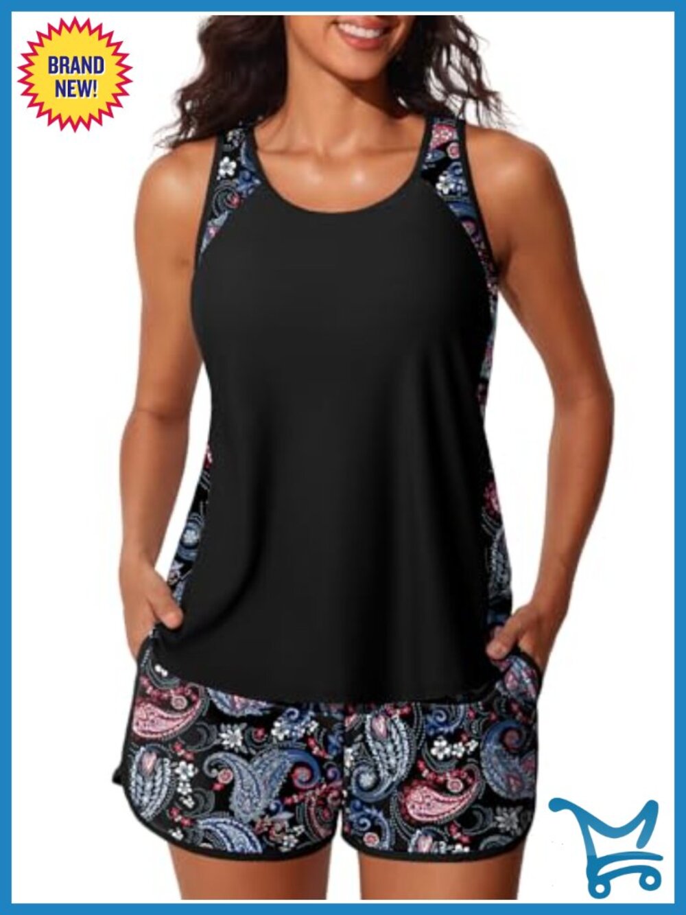 Two Piece Tankini Swimsuits with Shorts Tummy Control
